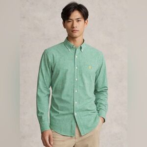 Ralph Lauren Men's Green Checkered Button-Down Shirt